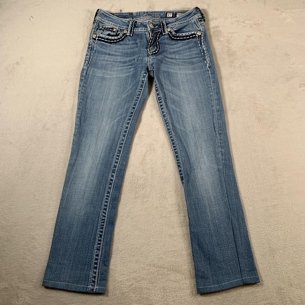 Miss Me Jeans Womens‎ 27 Bootcut Mid Rise Embellished Denim JES014B23X 27 Inseam